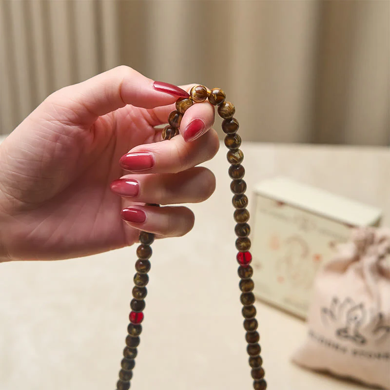 Mala con ciondolo a forma di zucca in ambra multicolore con 108 perle Buddha Stones - Image 4