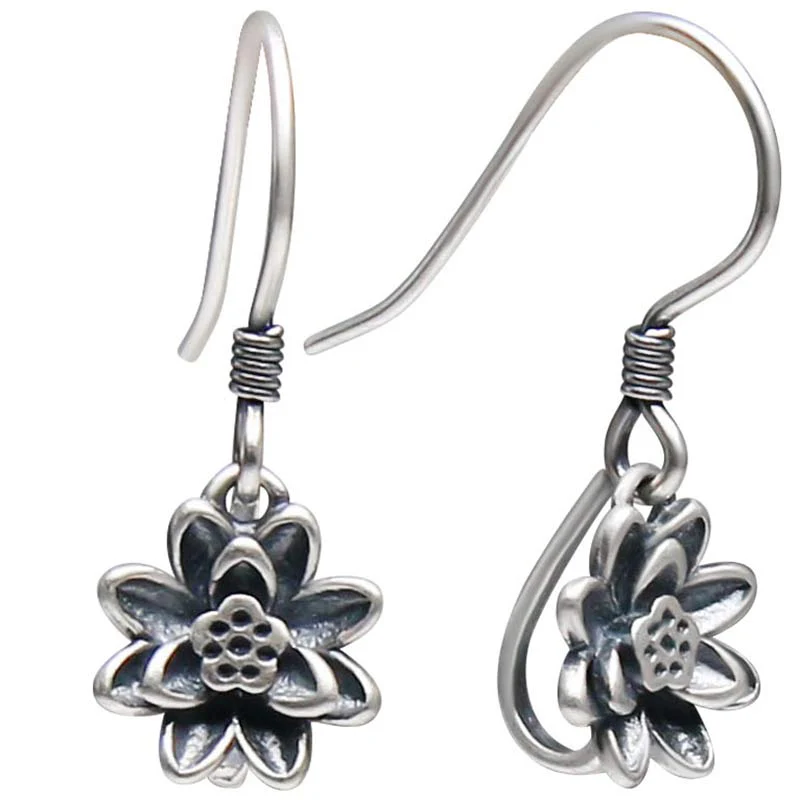 Orecchini Buddha Stones 925 Sterling Silver Lotus Flower Enlightenment - Image 6