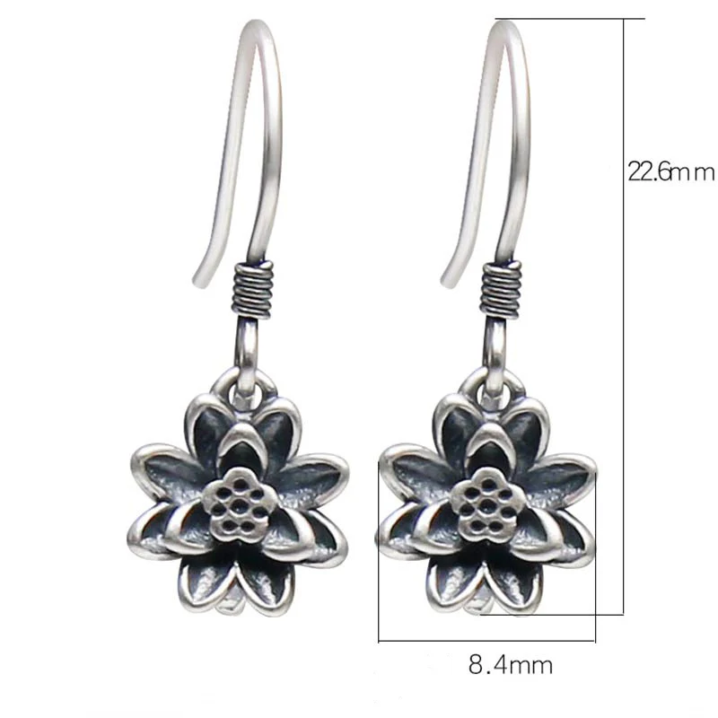 Orecchini Buddha Stones 925 Sterling Silver Lotus Flower Enlightenment - Image 7