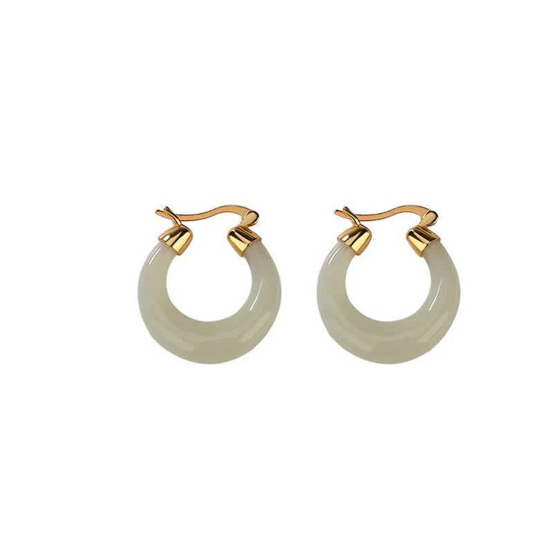 Orecchini pendenti Buddha Stones, giada rotonda, giada ciano, prosperità e fortuna - Image 7