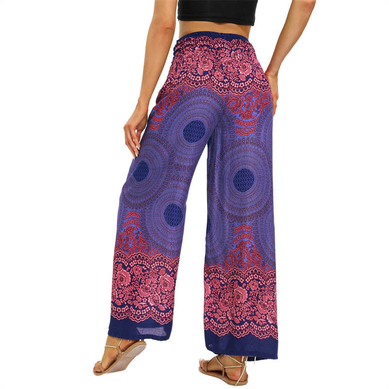 Pantaloni da yoga da donna con lacci e stampa floreale con bussola bohémien Buddha Stones - Image 10