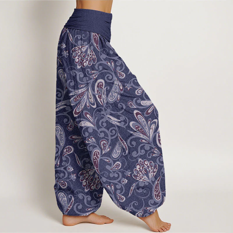 Pantaloni harem da donna in cotone con elastico in vita e motivo floreale casual con Buddha Stones - Image 6