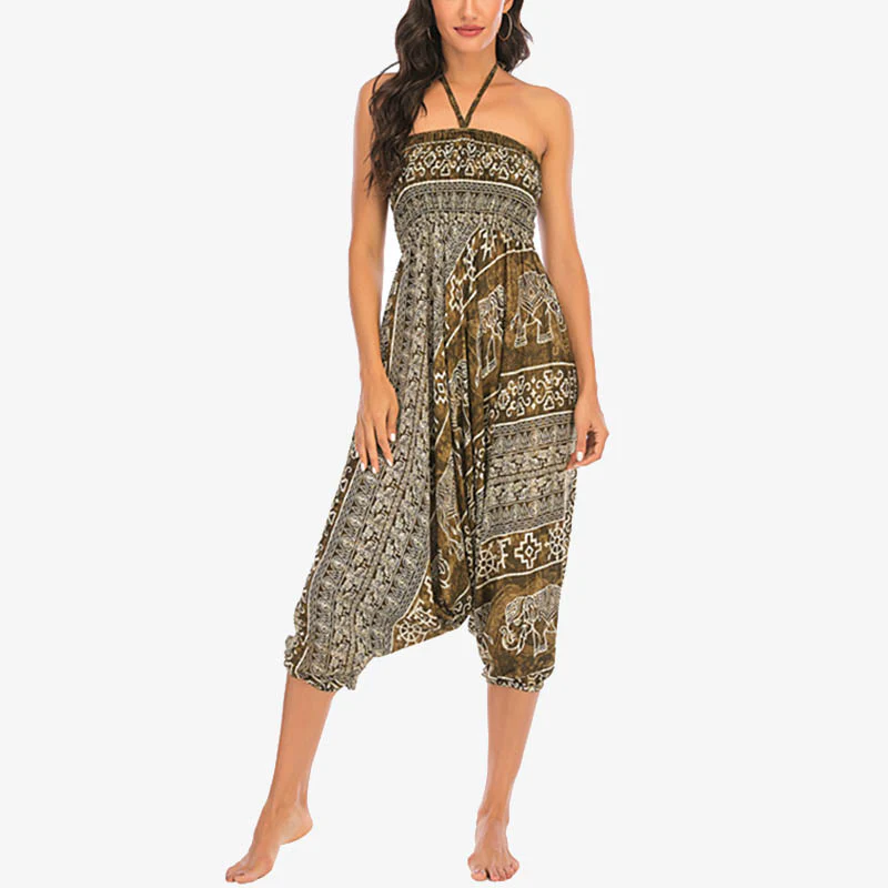 Pantaloni harem larghi e arricciati con motivo a elefante, tuta da yoga da donna, stile Buddha Stones, due stili - Image 18