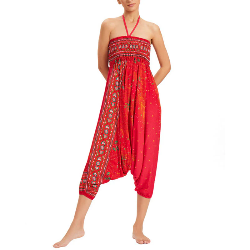 Pantaloni harem larghi e arricciati in piuma di pavone, pantaloni a vita alta, tuta, Buddha Stones Two Style - Image 24