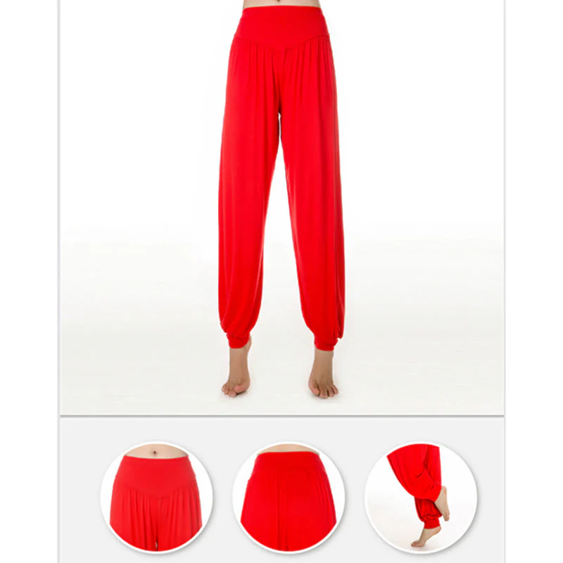 Pantaloni lunghi harem da yoga e danza in tinta unita Buddha Stones - Image 30