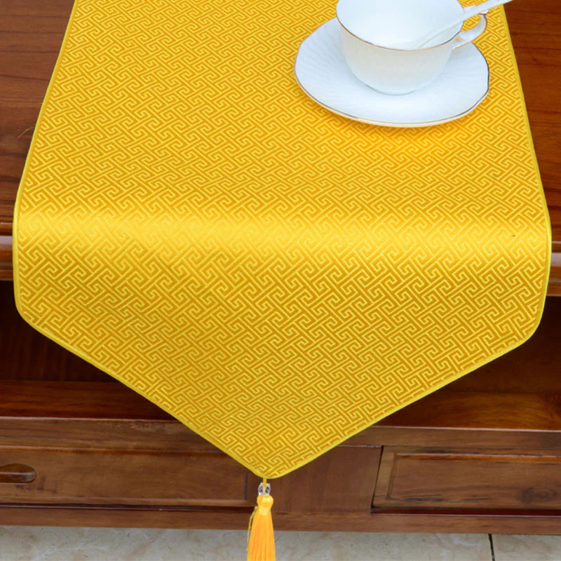 Preghiera Altare Fiore Vajra Drago Modello Tibetano Simboli di Buon Auspicio Nappe Jacquard Runner da Tavolo - Image 18