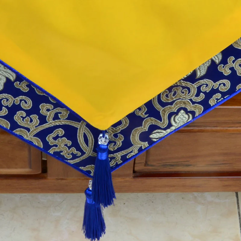 Preghiera Altare Fiore Vajra Drago Modello Tibetano Simboli di Buon Auspicio Nappe Jacquard Runner da Tavolo - Image 7